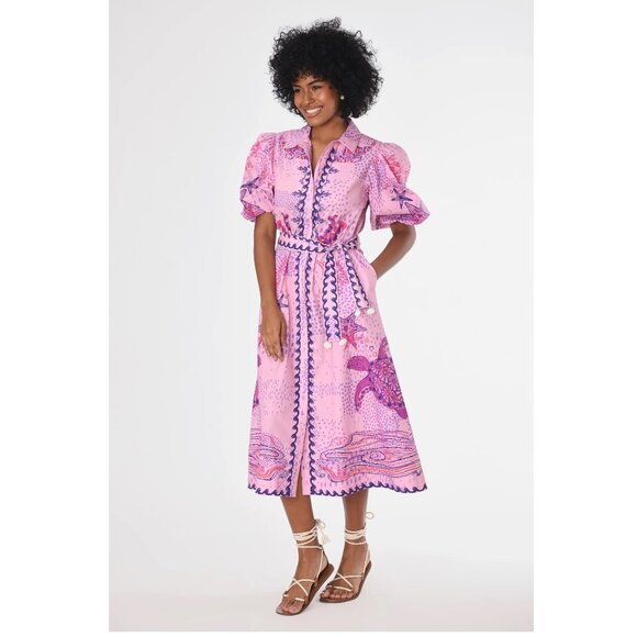 CELINA MOON Dresses & Skirts - NEW CELINA MOON Janeli Pink Barbie Pink Midi Summer Dress P4429